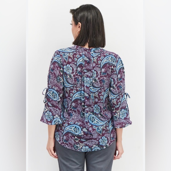 NWT 41 Hawthorn Trina Bell Sleeve Purple Paisley Print Blouse Size 2X NWT - Picture 5 of 15